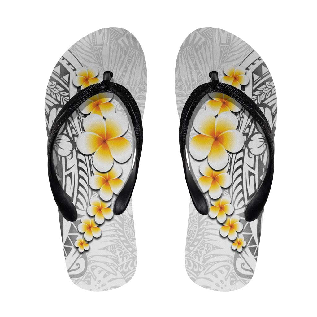 White Tropical Plumeria Galaxy Polynesian Art Flip Flops LT14 White - Polynesian Pride