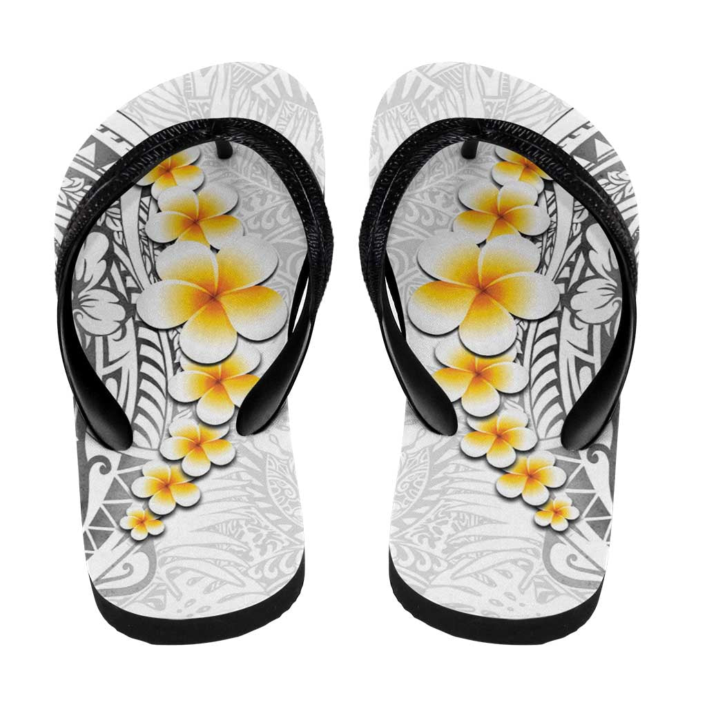White Tropical Plumeria Galaxy Polynesian Art Flip Flops LT14 - Polynesian Pride