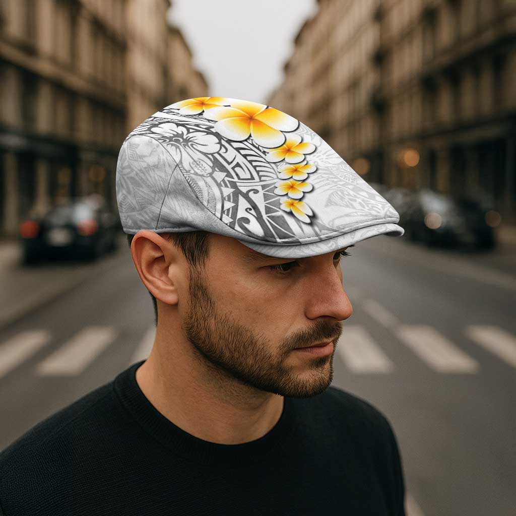 White Tropical Plumeria With Galaxy Polynesian Art Jeff Hat - Polynesian Pride