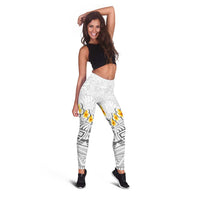 White Tropical Plumeria With Galaxy Polynesian Art Leggings LT14 - Polynesian Pride