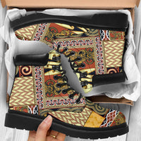 Yellow Aotearoa Kowhaiwhai Pattern All Season Boots NZ Maori Quilt Style - Polynesian Pride