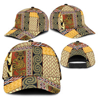Yellow Aotearoa Kowhaiwhai Pattern Classic Cap NZ Maori Quilt Style - Polynesian Pride