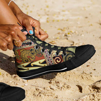 Yellow Aotearoa Kowhaiwhai Pattern High Top Shoes NZ Maori Quilt Style LT14 - Polynesian Pride