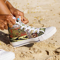Yellow Aotearoa Kowhaiwhai Pattern High Top Shoes NZ Maori Quilt Style LT14 - Polynesian Pride