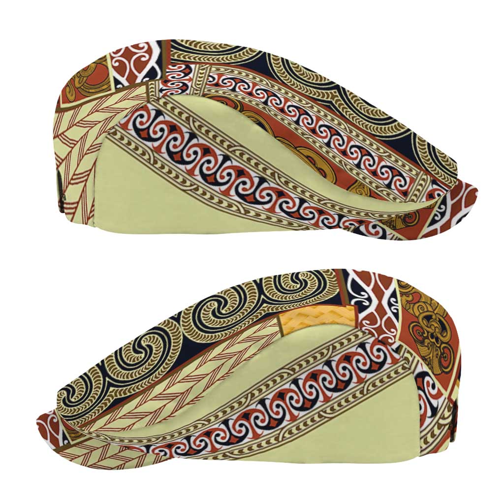 Yellow Aotearoa Kowhaiwhai Pattern Jeff Hat NZ Maori Quilt Style - Polynesian Pride