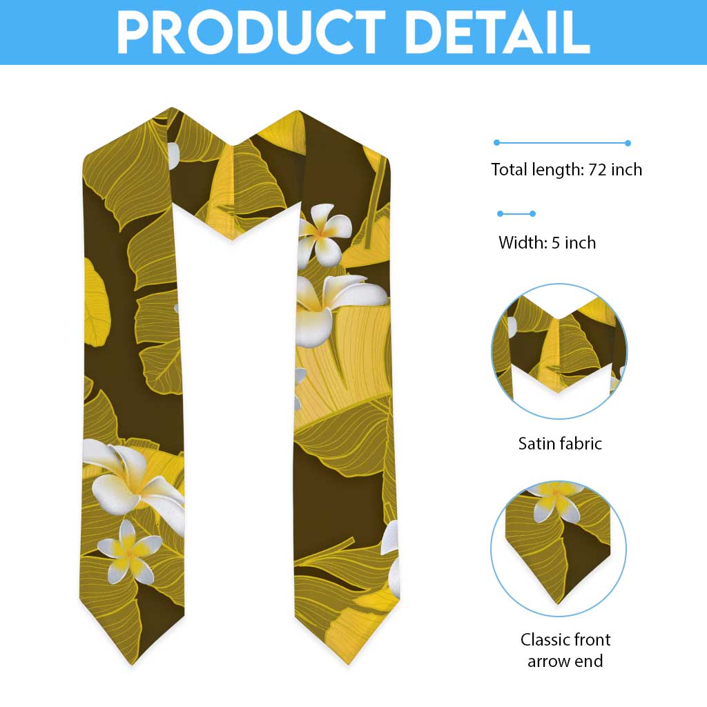 Yellow Banana Leaf Hawaii Graduation Stole Lau Maia Plumeria Tropical Summer Vibes