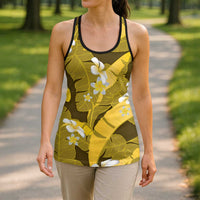 Yellow Banana Leaf Hawaii Hollow Tank Top Lau Maia Plumeria Tropical Summer Vibes