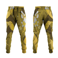 Yellow Banana Leaf Hawaii Jogger Pants Lau Maia Plumeria Tropical Summer Vibes