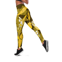 Yellow Banana Leaf Hawaii Leggings Lau Maia Plumeria Tropical Summer Vibes
