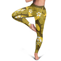Yellow Banana Leaf Hawaii Leggings Lau Maia Plumeria Tropical Summer Vibes