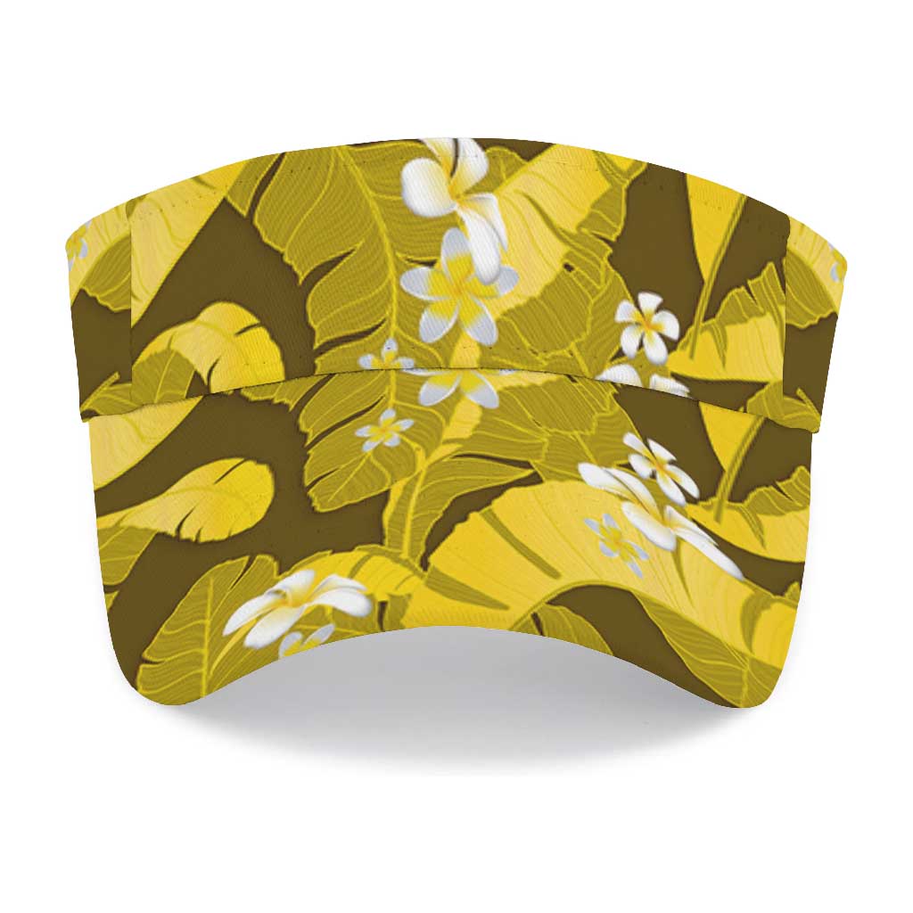 Yellow Banana Leaf Hawaii Sun Visor Cap Lau Maia Plumeria Tropical Summer Vibes