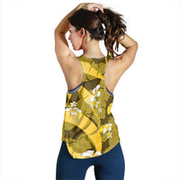 Yellow Banana Leaf Hawaii Women Racerback Tank Lau Maia Plumeria Tropical Summer Vibes