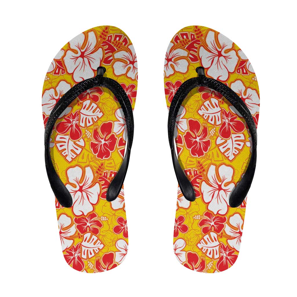 Yellow Hawaii Hibiscus Flip Flops Tropical Flowers Seamless Pattern LT14 Yellow - Polynesian Pride