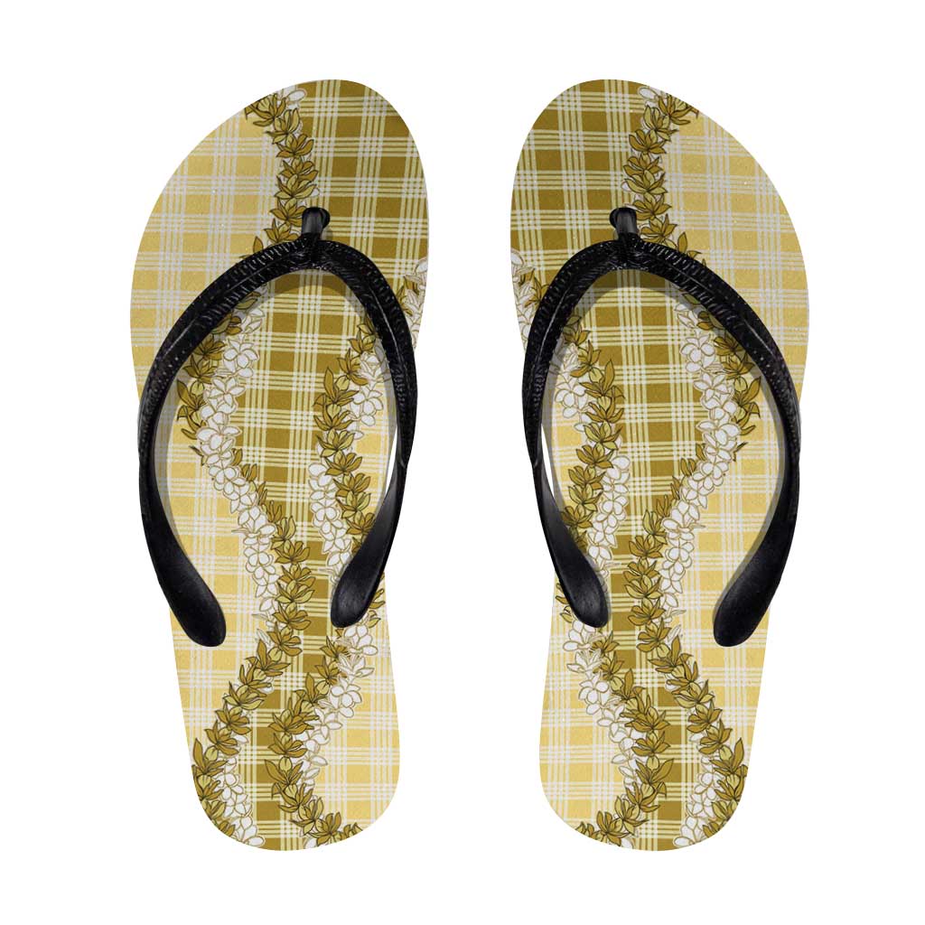 Yellow Hawaii Palaka Flip Flops Hawaiian Honohono Lei LT05 Yellow - Polynesian Pride