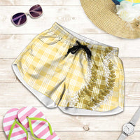 Yellow Hawaii Palaka Shorts for Women Hawaiian Honohono Lei LT05 Yellow - Polynesian Pride