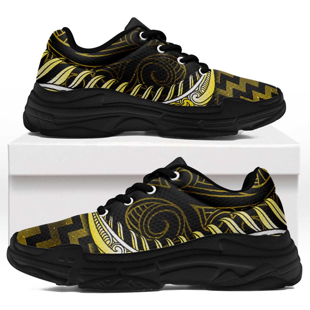 Yellow Matariki New Zealand Chunky Sneakers Maori Poutama Galaxy Vibes LT14 Yellow - Polynesian Pride