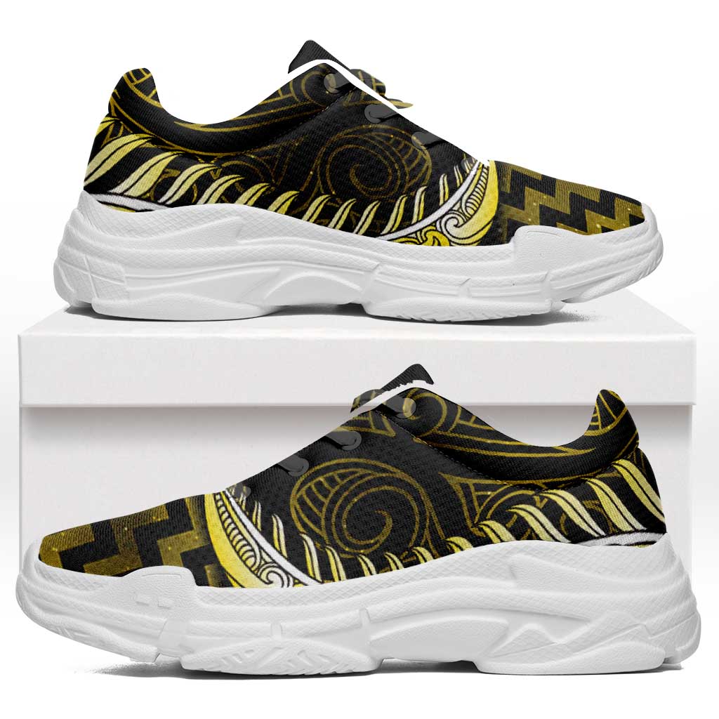 Yellow Matariki New Zealand Chunky Sneakers Maori Poutama Galaxy Vibes LT14 Yellow - Polynesian Pride