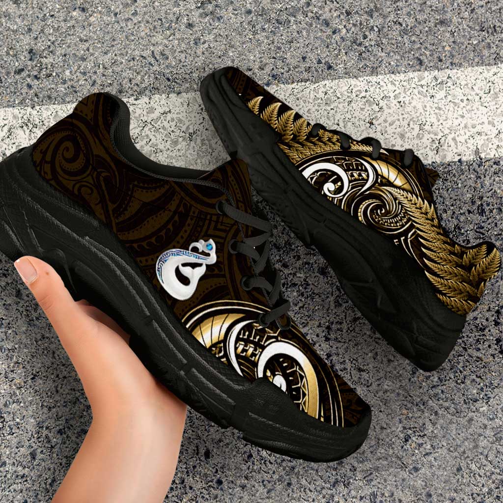 Yellow New Zealand Chunky Sneakers Aotearoa Silver Fern With Manaia Maori Unique LT14 - Polynesian Pride