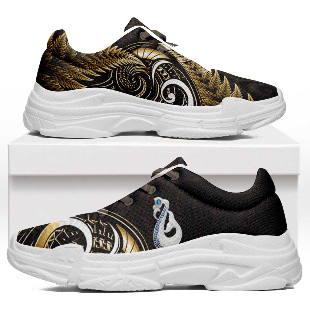 Yellow New Zealand Chunky Sneakers Aotearoa Silver Fern With Manaia Maori Unique LT14 Yellow - Polynesian Pride