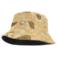 Yellow Palaka Hawaii Cowboy Bucket Hat Puakenikeni Lei Paniolo Papale Seamless Vibes - Polynesian Pride