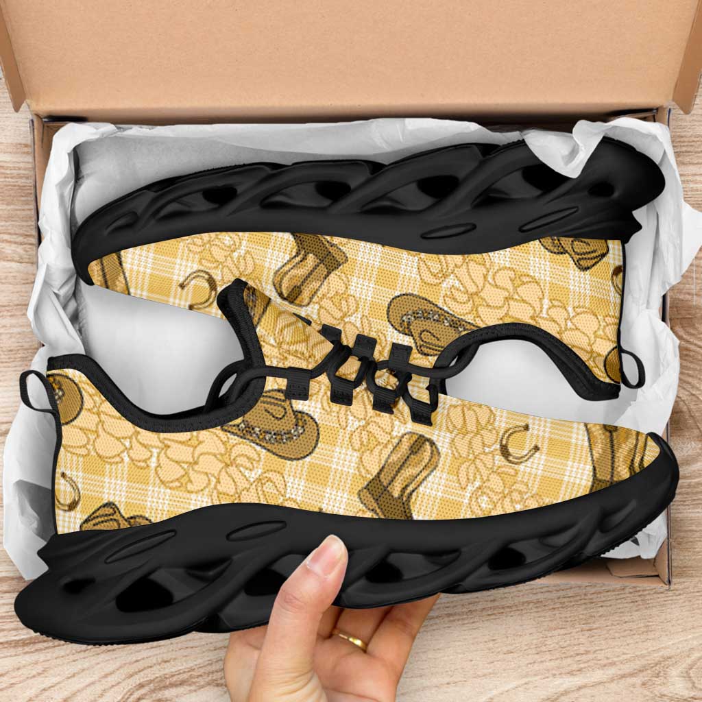 Yellow Palaka Hawaii Cowboy Clunky Sneakers Puakenikeni Lei Paniolo Papale Seamless Vibes - Polynesian Pride