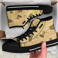 Yellow Palaka Hawaii Cowboy High Top Shoes Puakenikeni Lei Paniolo Papale Seamless Vibes - Polynesian Pride