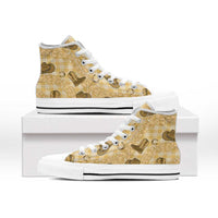 Yellow Palaka Hawaii Cowboy High Top Shoes Puakenikeni Lei Paniolo Papale Seamless Vibes - Polynesian Pride