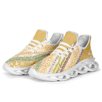 Yellow Palaka Hawaii Leis Clunky Sneakers Hawaiian-plaid Elegant Tropical Vibes