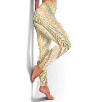 Yellow Palaka Hawaii Leis Leggings Hawaiian-plaid Elegant Tropical Vibes - Polynesian Pride