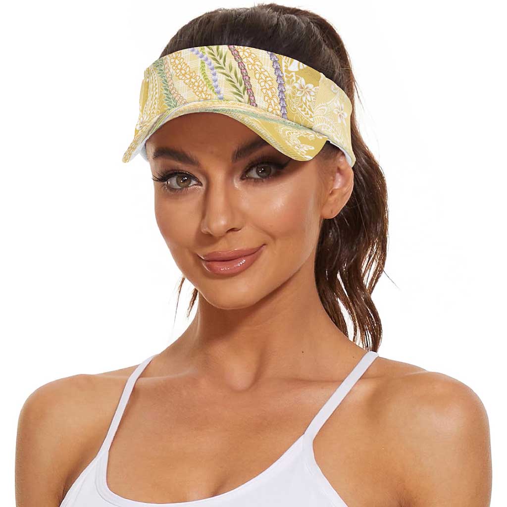 Yellow Palaka Hawaii Leis Sun Visor Cap Hawaiian-plaid Elegant Tropical Vibes LT14 - Polynesian Pride