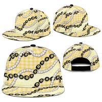 Yellow Palaka Hawaii Snapback Cap Kukui Nut Pikake Lei Hawaiian Tapa Pattern - Polynesian Pride