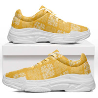 Yellow Palaka Quilt Hawaii Chunky Sneakers Traditional Hawaii-plaid Pattern - Polynesian Pride