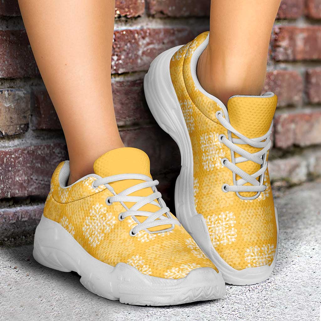 Yellow Palaka Quilt Hawaii Chunky Sneakers Traditional Hawaii-plaid Pattern - Polynesian Pride