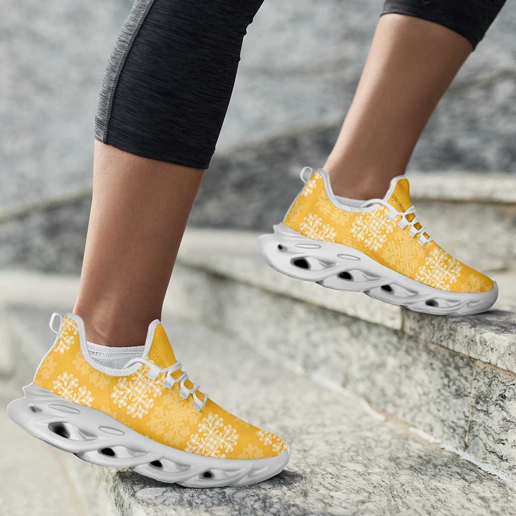 Yellow Palaka Quilt Hawaii Clunky Sneakers Traditional Hawaii-plaid Pattern - Polynesian Pride