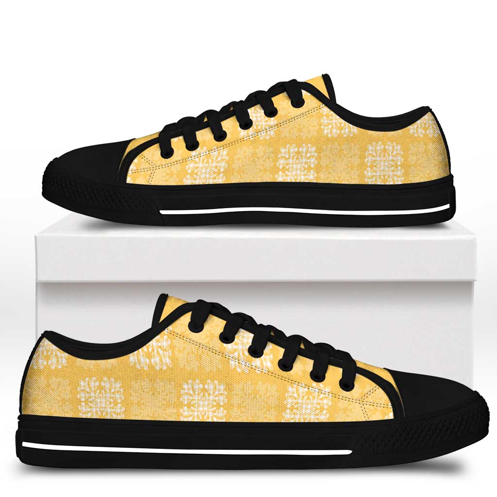 Yellow Palaka Quilt Hawaii Low Top Shoes Traditional Hawaii-plaid Pattern LT14 - Polynesian Pride