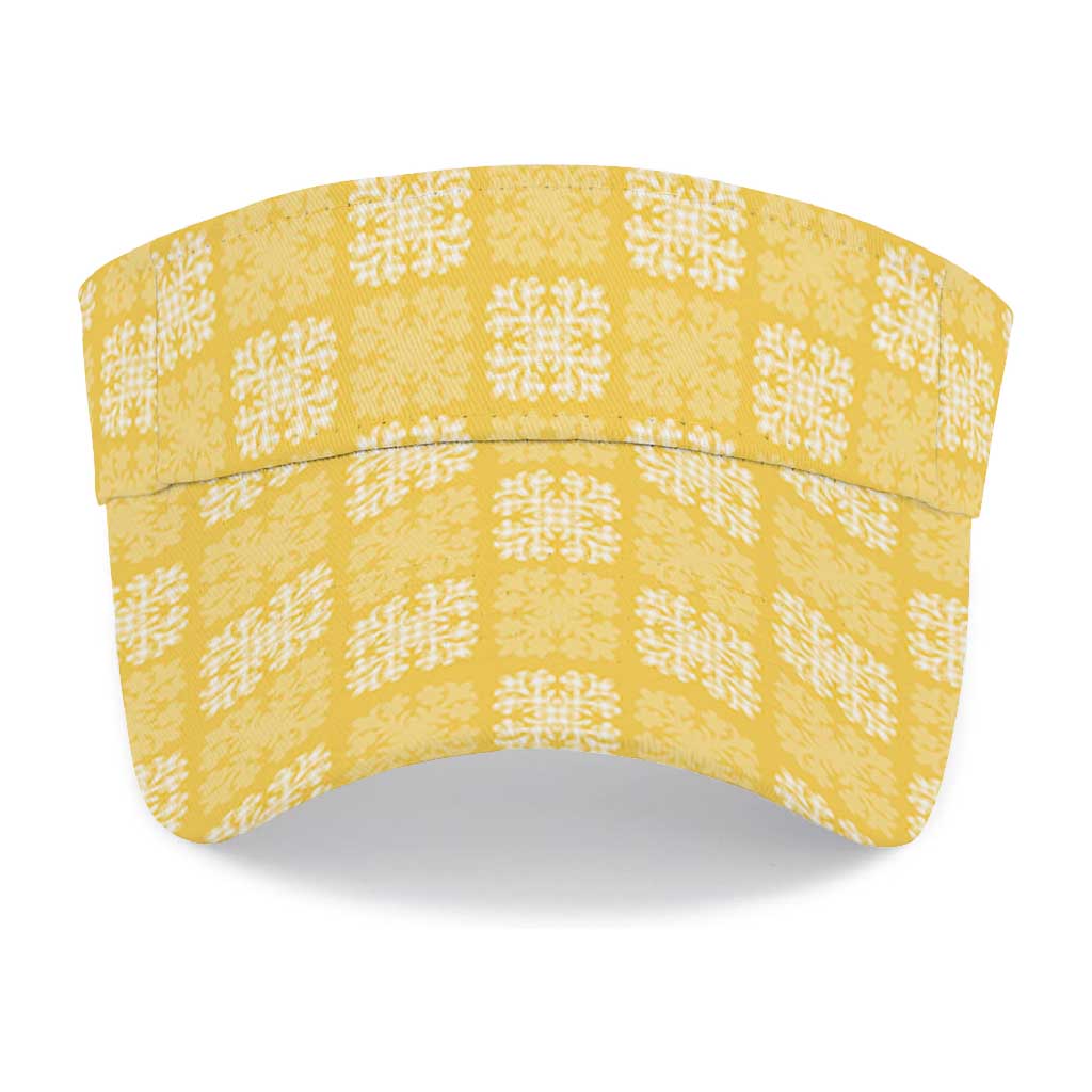 Yellow Palaka Quilt Hawaii Sun Visor Cap Traditional Hawaii-plaid Pattern LT14 - Polynesian Pride