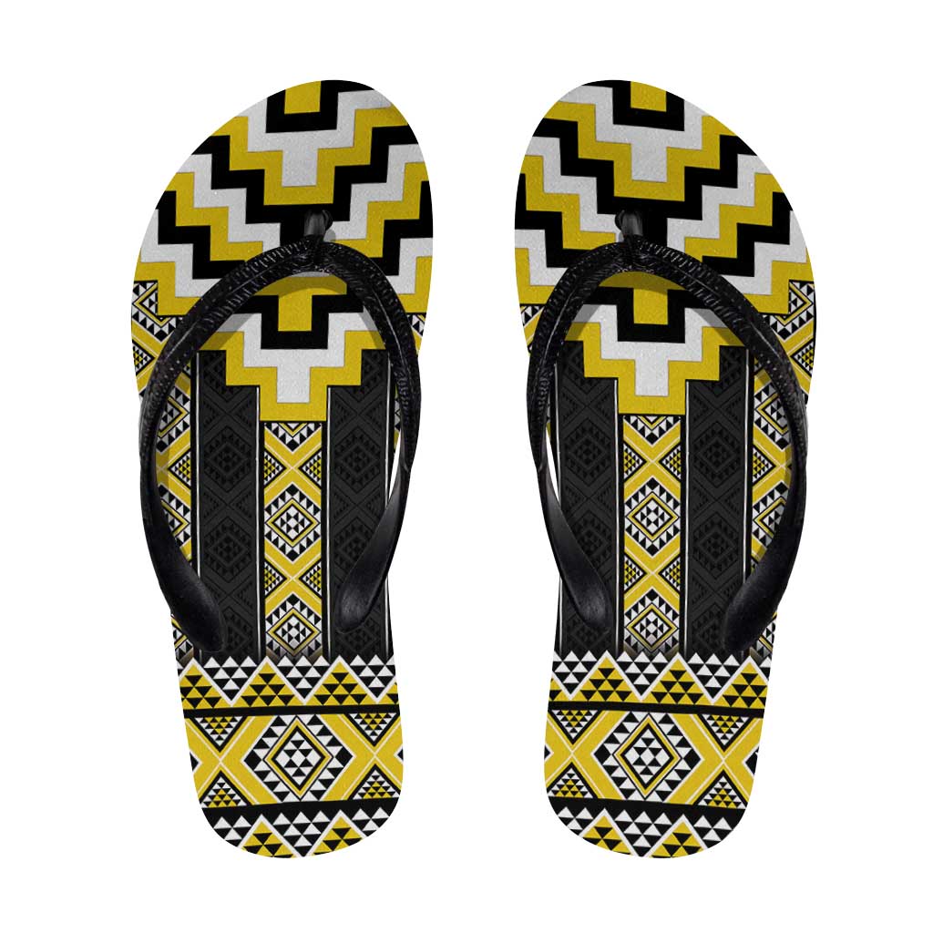 Yellow Taniko Aotearoa Flip Flops Niho Taniwha Mix Poutama LT14 Yellow - Polynesian Pride