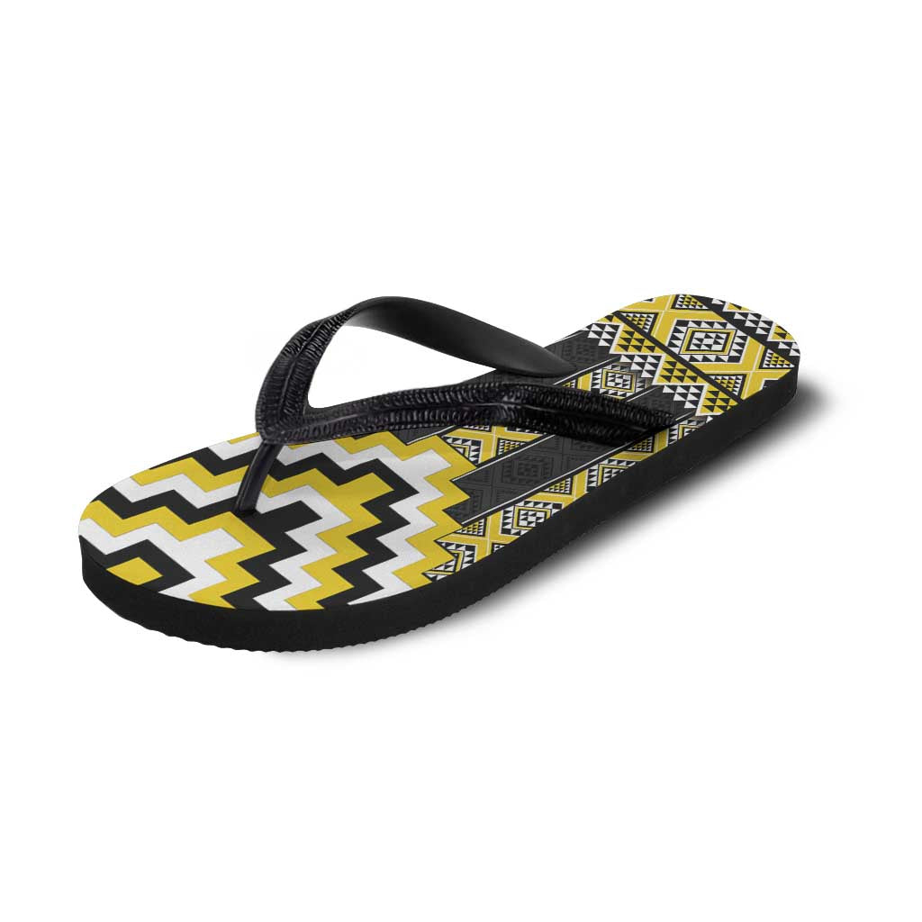 Yellow Taniko Aotearoa Flip Flops Niho Taniwha Mix Poutama LT14 - Polynesian Pride