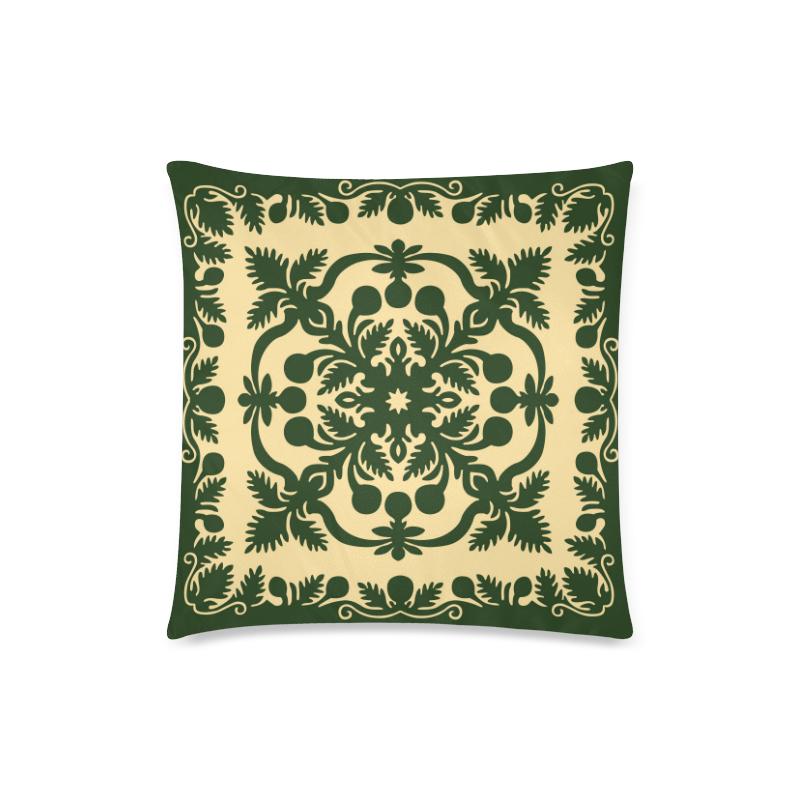 Hawaiian Pillow Covers Royal Pattern - Emerald Green Zippered Pillow Case 18"x18"(Twin Sides) Pillow Covers Green - Polynesian Pride