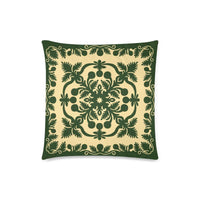 Hawaiian Pillow Covers Royal Pattern - Emerald Green Zippered Pillow Case 18"x18"(Twin Sides) Pillow Covers Green - Polynesian Pride