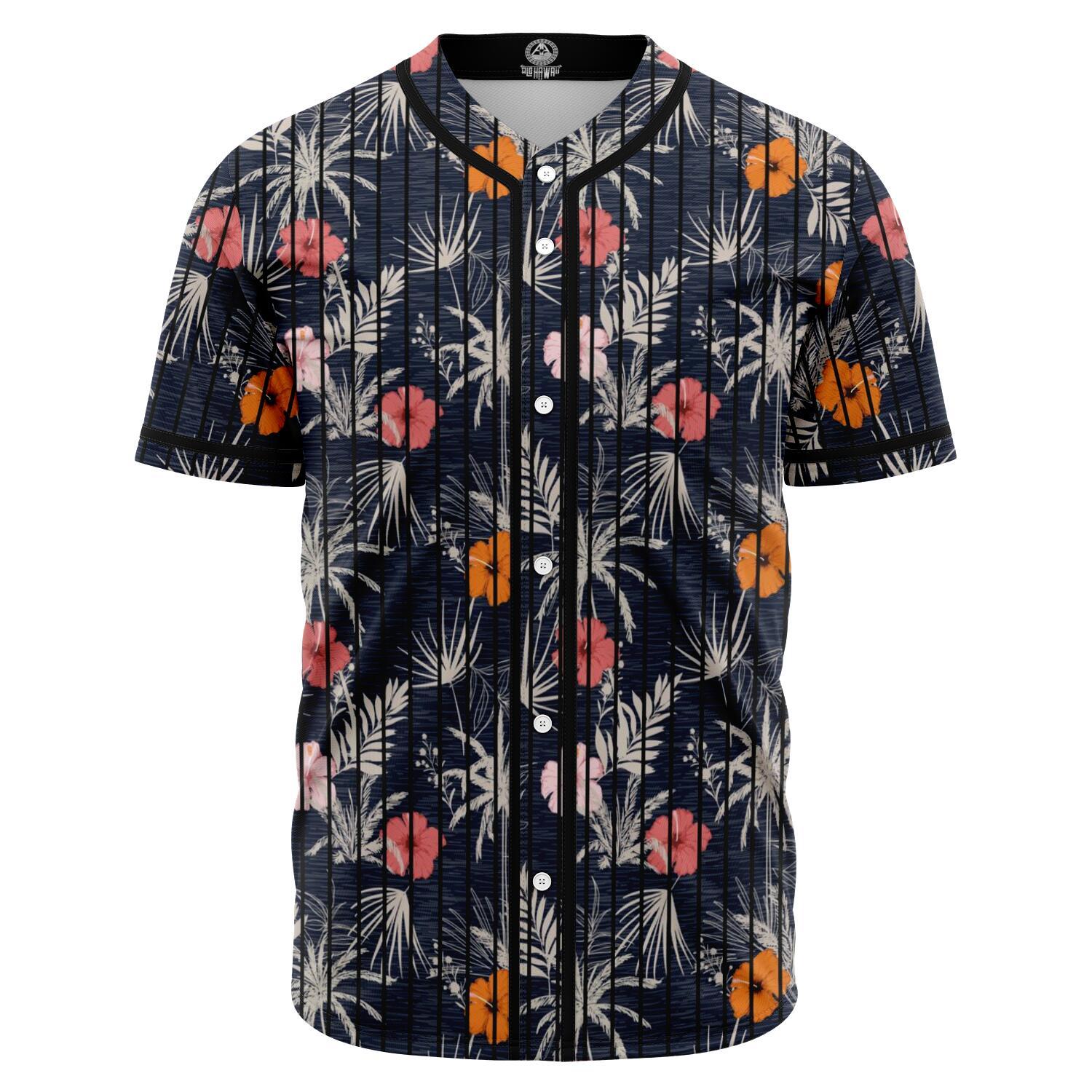 Tropical Grey Baseball Jersey Black - Polynesian Pride