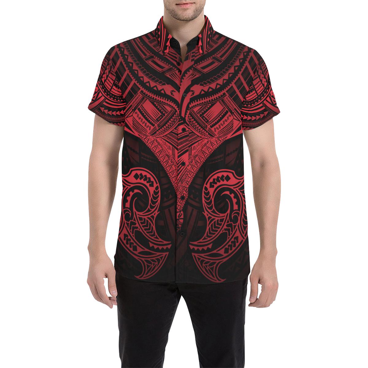 Polynesian Short Sleeve Shirt Short Sleeve Shirt Red - Polynesian Pride