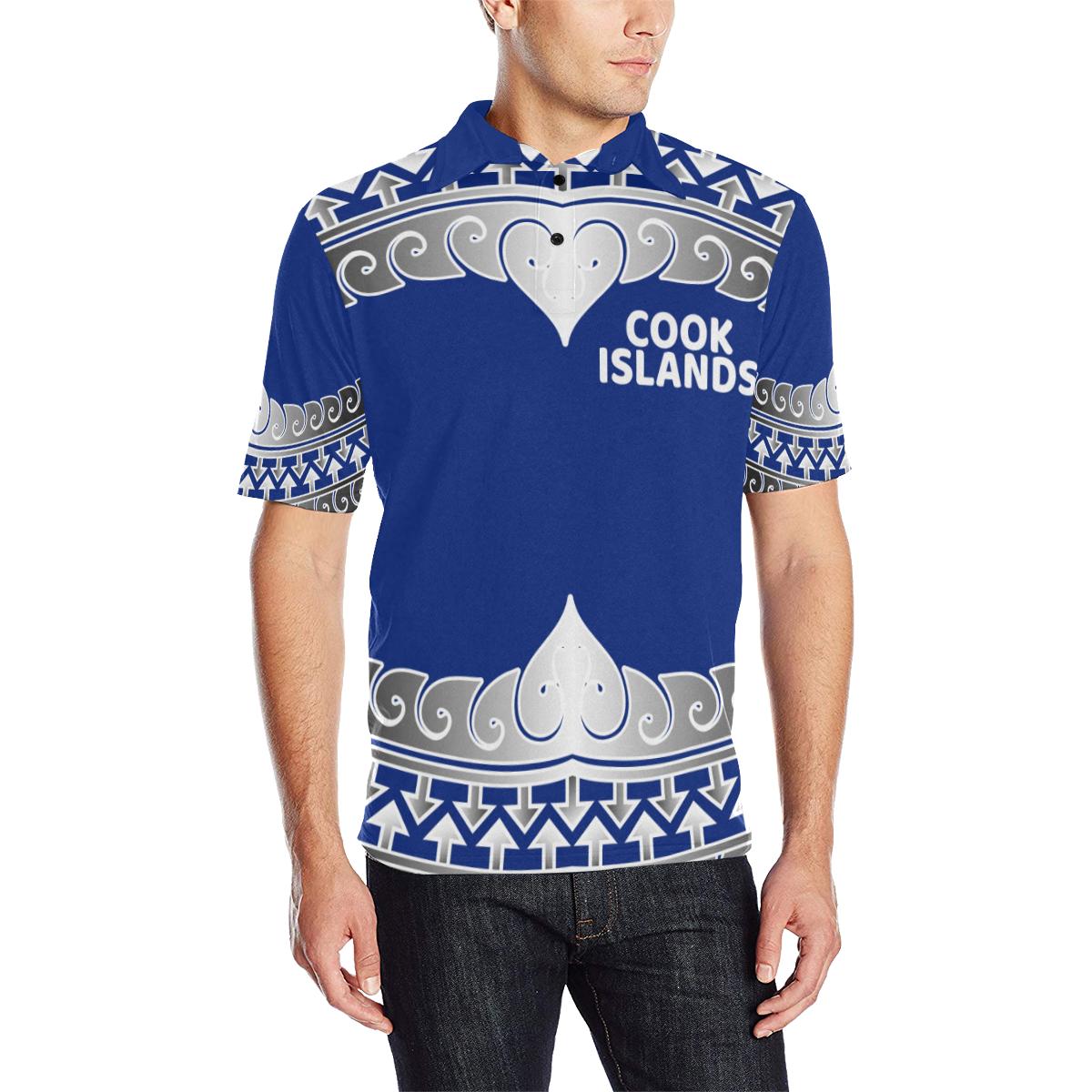 Cook Islands Polynesian Polo Shirt Kuki Airani Wave Style Unisex Blue - Polynesian Pride