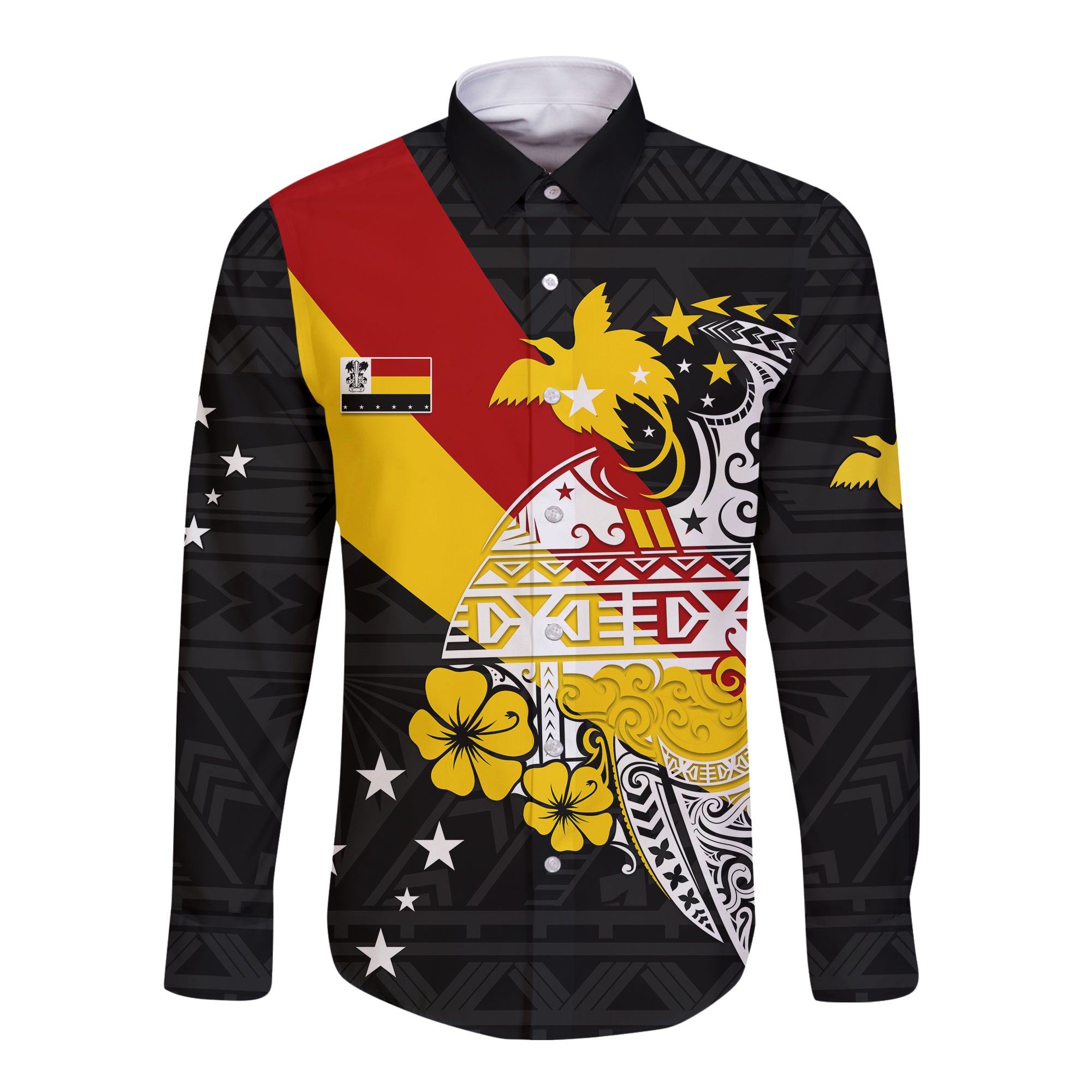 Madang Province Hawaii Long Sleeve Button Shirt Style Life PNG LT13 Unisex Black - Polynesian Pride