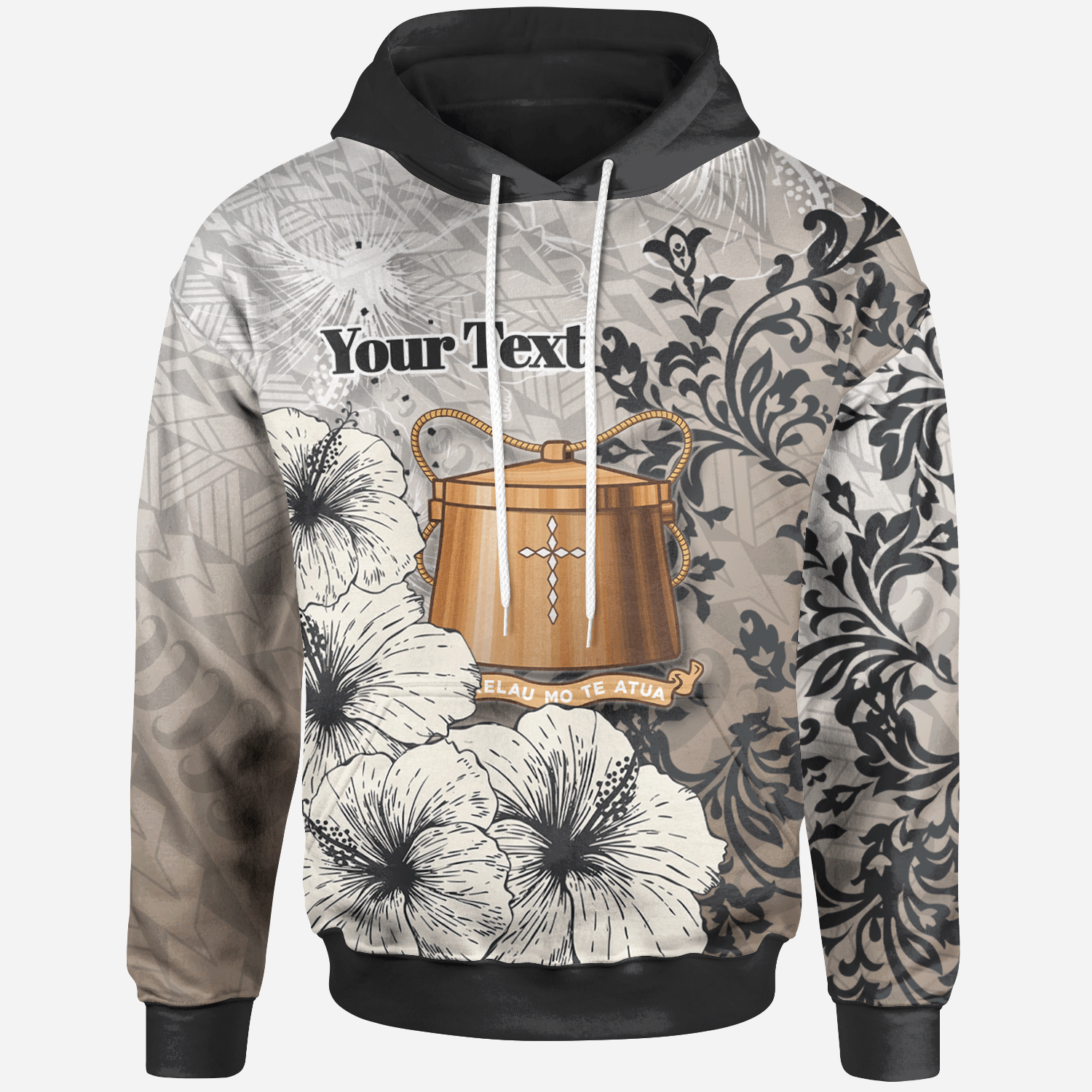 Tokelau Hoodie Custom Vintage Luxury Floral Style Unisex Nude - Polynesian Pride