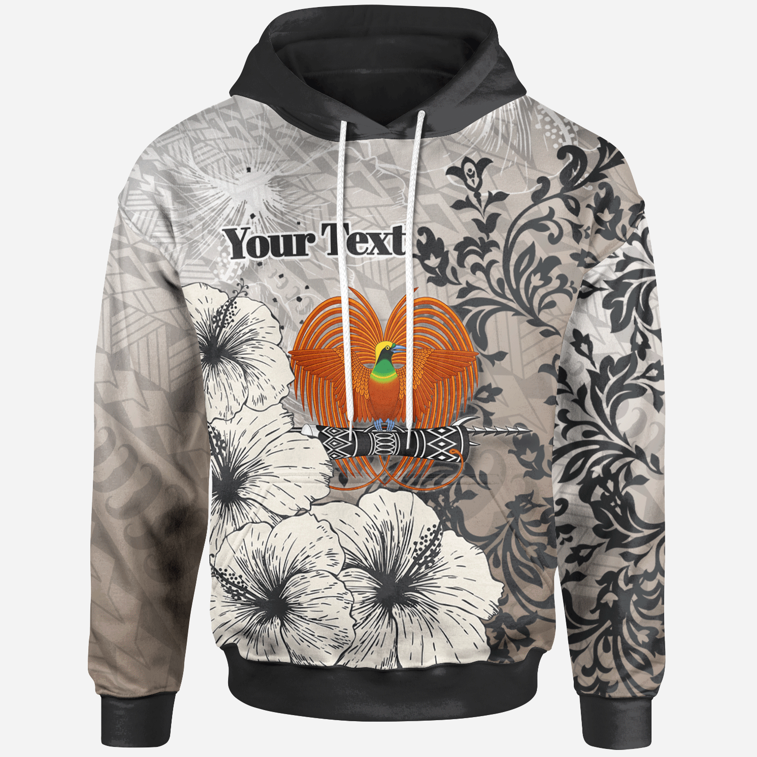 Papua New Guinea Hoodie Custom Vintage Luxury Floral Style Unisex Nude - Polynesian Pride