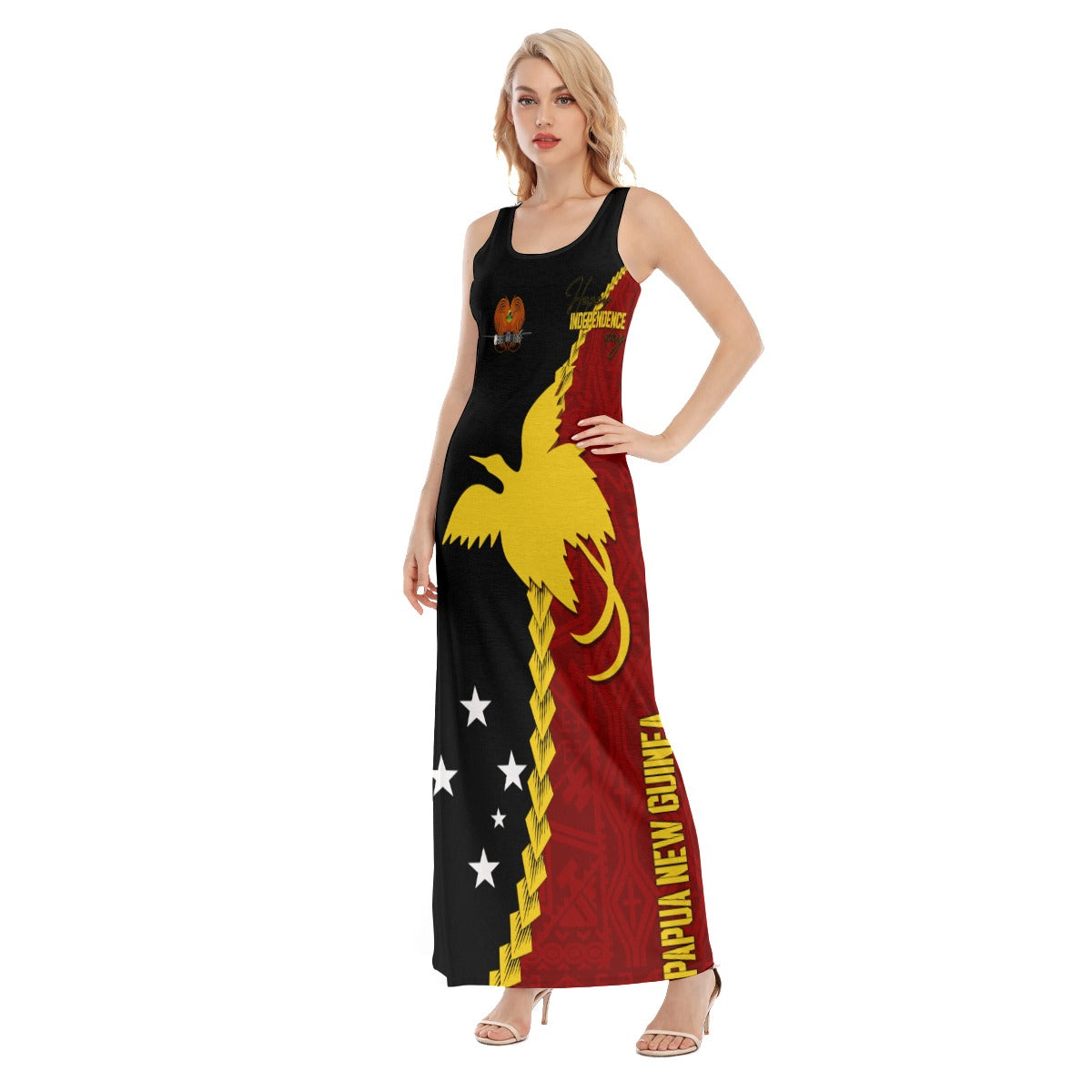Papua New Guinea Women's Long Dress 49th Independence Anniversary - Motu Revareva LT7 Women Red - Polynesian Pride