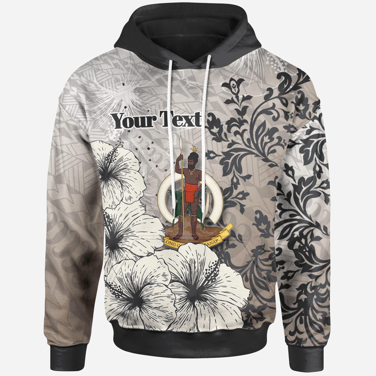 Vanuatu Hoodie Custom Vintage Luxury Floral Style Unisex Nude - Polynesian Pride