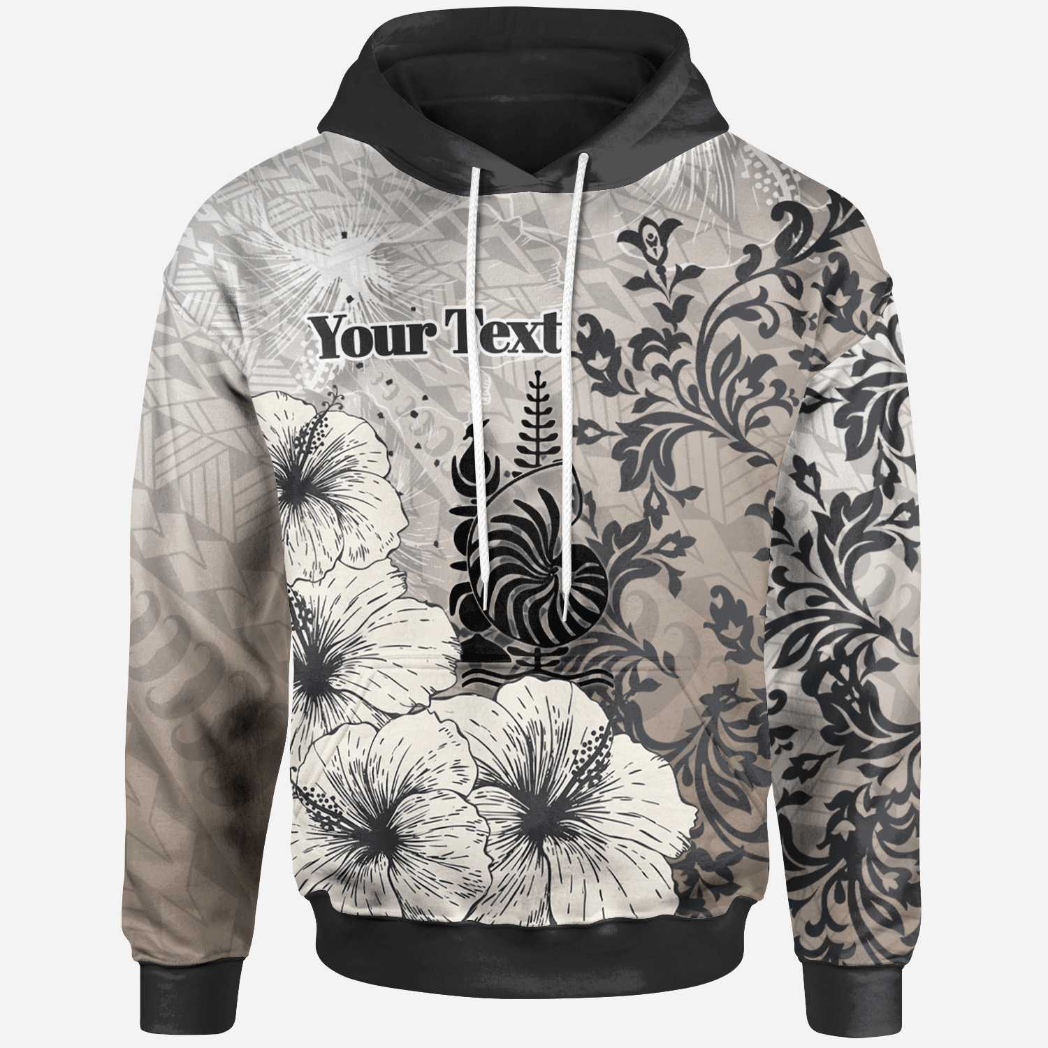 New Caledonia Hoodie Custom Vintage Luxury Floral Style Unisex Nude - Polynesian Pride