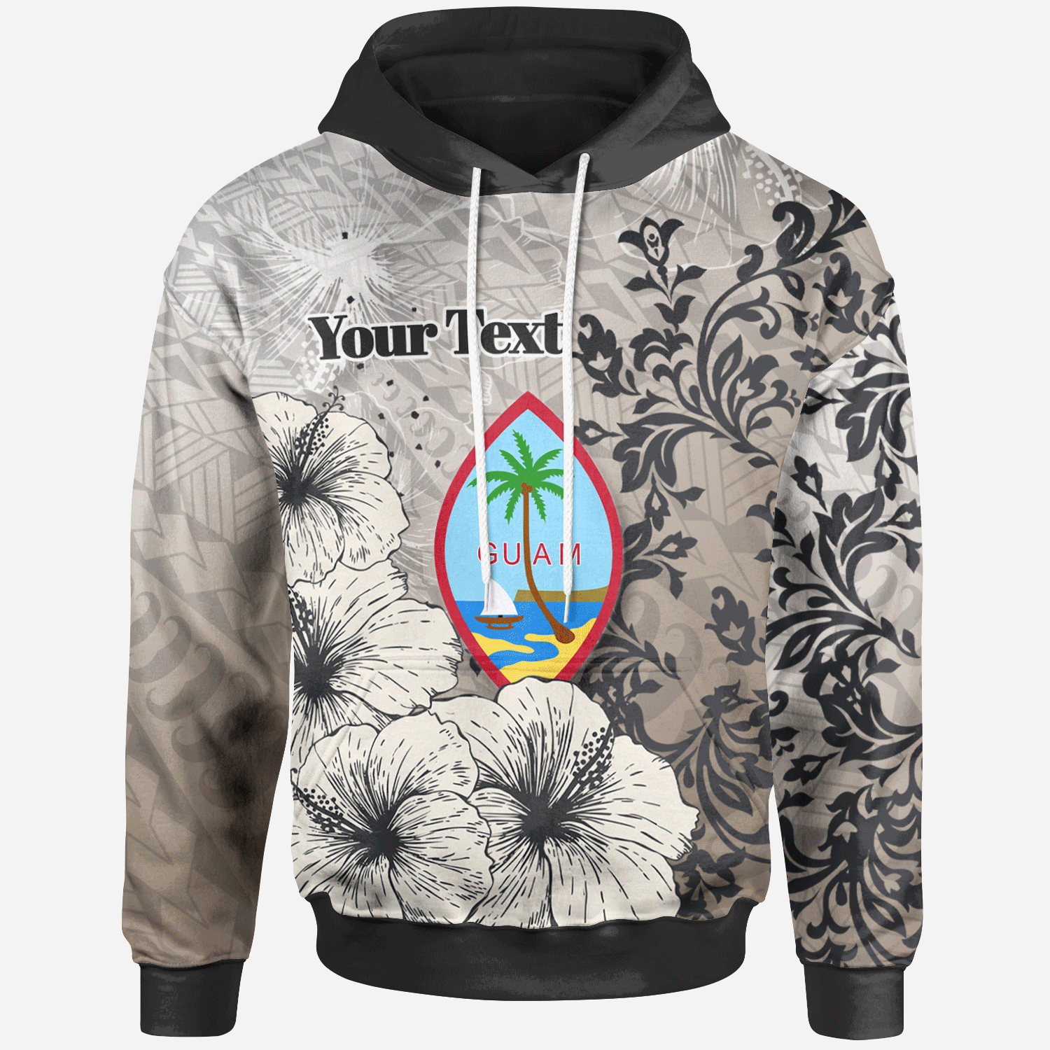 Guam Hoodie Custom Vintage Luxury Floral Style Unisex Nude - Polynesian Pride